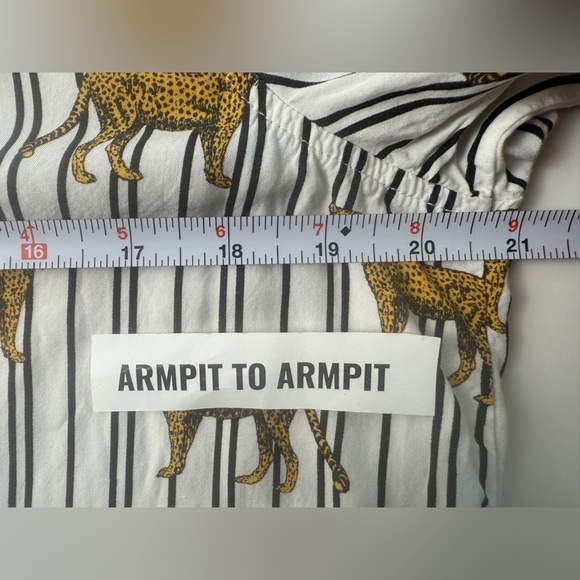 Jane And Delancey Shirt Women’s Sz LG Striped Cheetah Button Up Roll Tab Sleeve - Picture 7 of 8